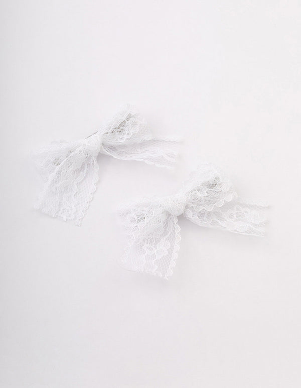 White Lace Hair Bow Pack