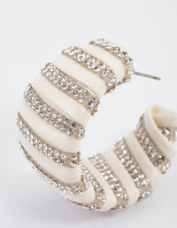 Silver White Diamante Hoop Earrings - link has visual effect only