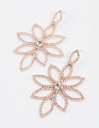Rose Gold Flower Diamante Drop Earrings - link has visual effect only