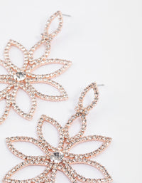 Rose Gold Flower Diamante Drop Earrings - link has visual effect only