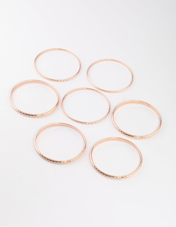 Rose Gold Textured Bangle 7-Pack