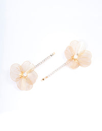 Gold Flower & Diamante Hair Clips 2-Pack - link has visual effect only