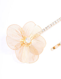 Gold Flower & Diamante Hair Clips 2-Pack - link has visual effect only