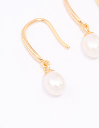 Gold Plated Sterling Silver Freshwater Pearl Fish Hook Earrings - link has visual effect only