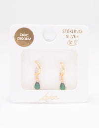 Gold Plated Sterling Silver Pear Drop Huggie Earrings - link has visual effect only