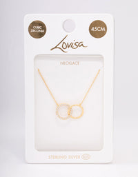 Gold Plated Sterling Silver Paved Link Hoop Necklace - link has visual effect only