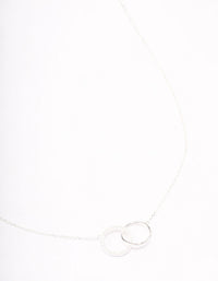 Sterling Silver Pave Link Hoop Pendant Necklace - link has visual effect only