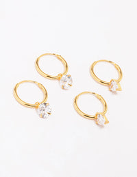 Gold Plated Sterling Silver Cubic Zirconia Hoop Earring Pack - link has visual effect only