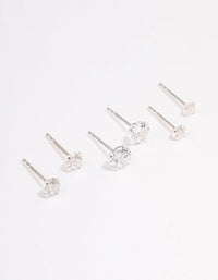 Sterling Silver Graduating Cubic Zirconia Earring 3-Pack - link has visual effect only