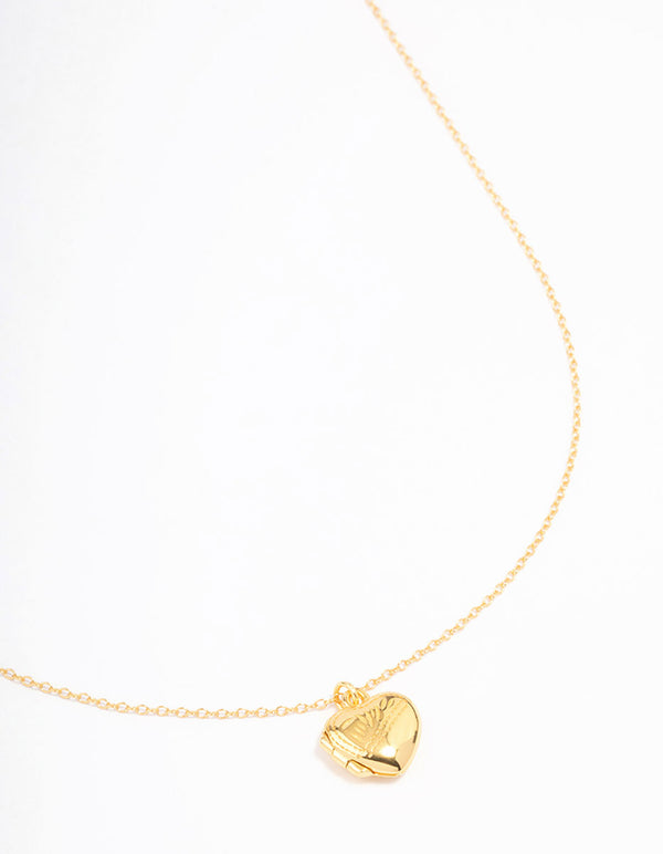 Gold Plated Sterling Silver Heart Locket Pendant Necklace