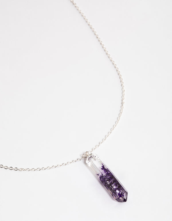 Silver Flower Shard Pendant Necklace