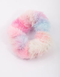 Bright Fluffy Rainbow Hair Scrunchie - link has visual effect only