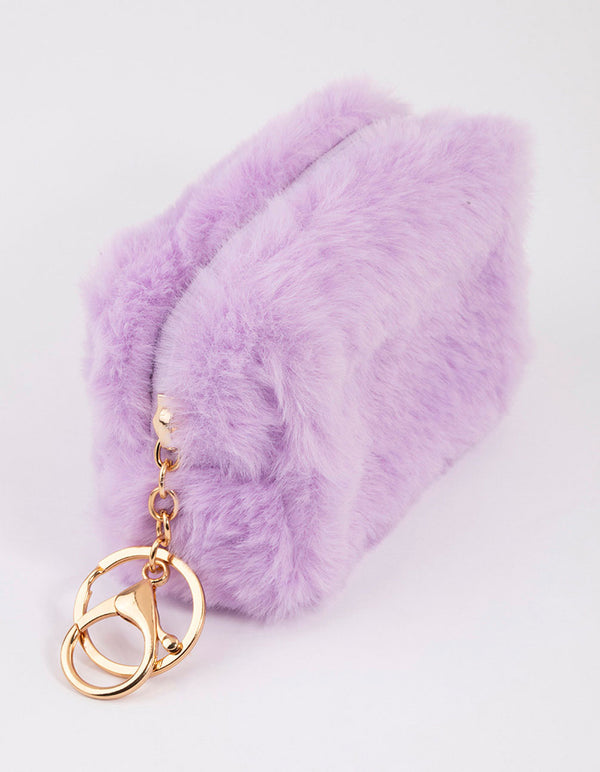 Lilac Fluffy Key Ring Pouch