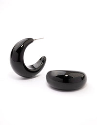 Coated Black Thick Puffy Hoop Earrings - link has visual effect only