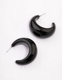 Coated Black Thick Puffy Hoop Earrings - link has visual effect only