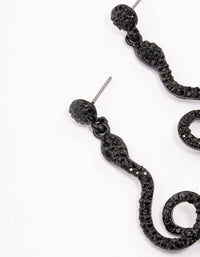 Coated Black Twisted Snake Drop Earrings - link has visual effect only