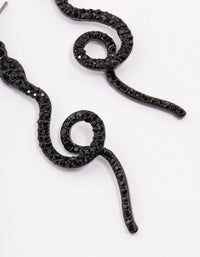 Coated Black Twisted Snake Drop Earrings - link has visual effect only