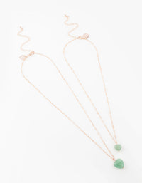 Rose Gold Semi-Precious Mini Heart Necklace Pack - link has visual effect only