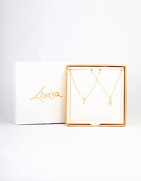 Gold Plated Delicate Cubic Zirconia Necklace Pack - link has visual effect only
