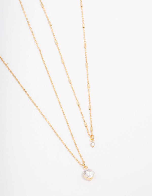 Gold Plated Delicate Cubic Zirconia Necklace Pack