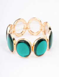 Gold & Green Stone Stretch Bracelet - link has visual effect only