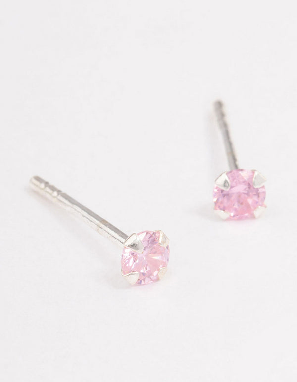 Sterling Silver Pink Pastel Stud Earrings