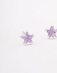Sterling Silver Cubic Zirconia Star Stud Earrings - link has visual effect only