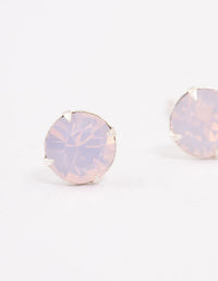 Sterling Silver Pink Oval Stud Earrings - link has visual effect only