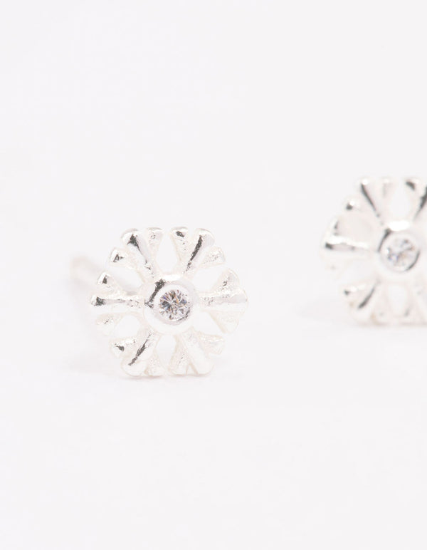 Sterling Silver Snowflake Stud Earrings