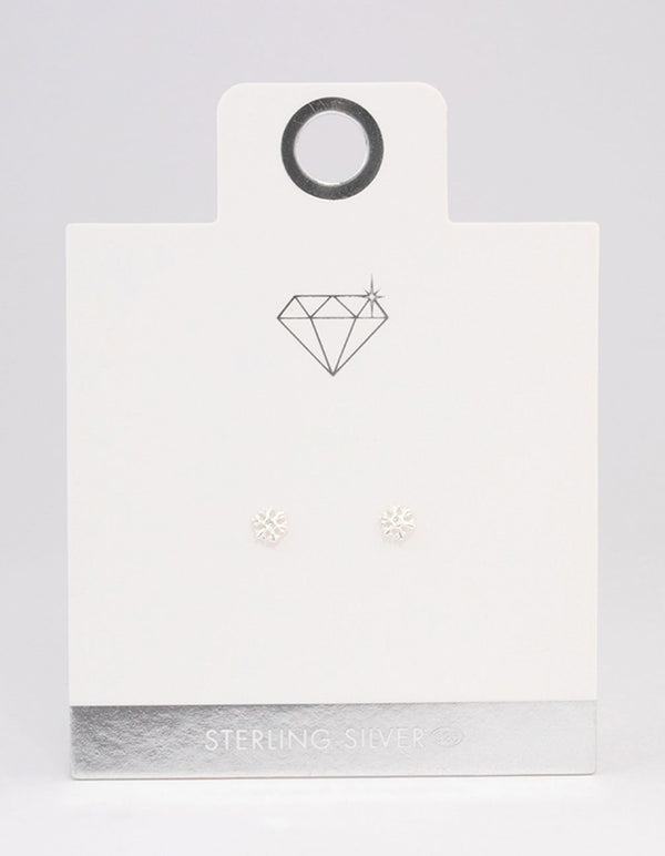 Sterling Silver Snowflake Stud Earrings