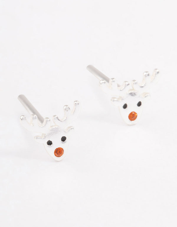 Sterling Silver Reindeer Stud Earrings