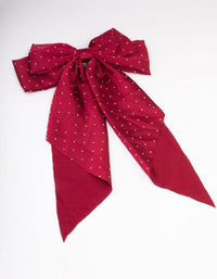 Maroon Fabric Diamante Satin Drop Bow Hair Clips - link has visual effect only
