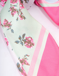 Pink Fabric Flower Rose Printed Scarf - link has visual effect only