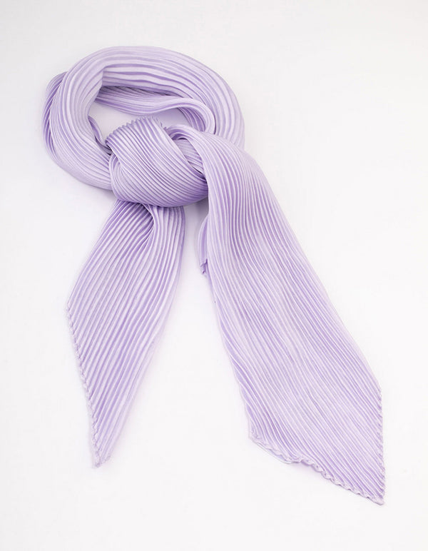 Fabric Lilac Pleated Satin Scarf