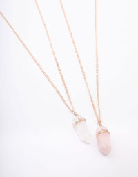 Rose Gold Mixed Semi-Precious Wrapped Shard Necklace Pack - link has visual effect only