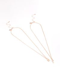 Rose Gold Diamante Lock & Key Necklace Pack - link has visual effect only