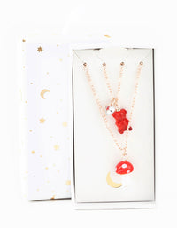 Rose Gold Teddy & Mushroom Necklace Pack - link has visual effect only
