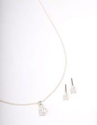 Silver Pear Solitaire Jewellery Set - link has visual effect only