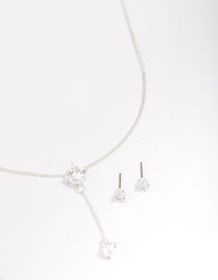 Silver Diamante Y-Shape Jewellery Set - link has visual effect only
