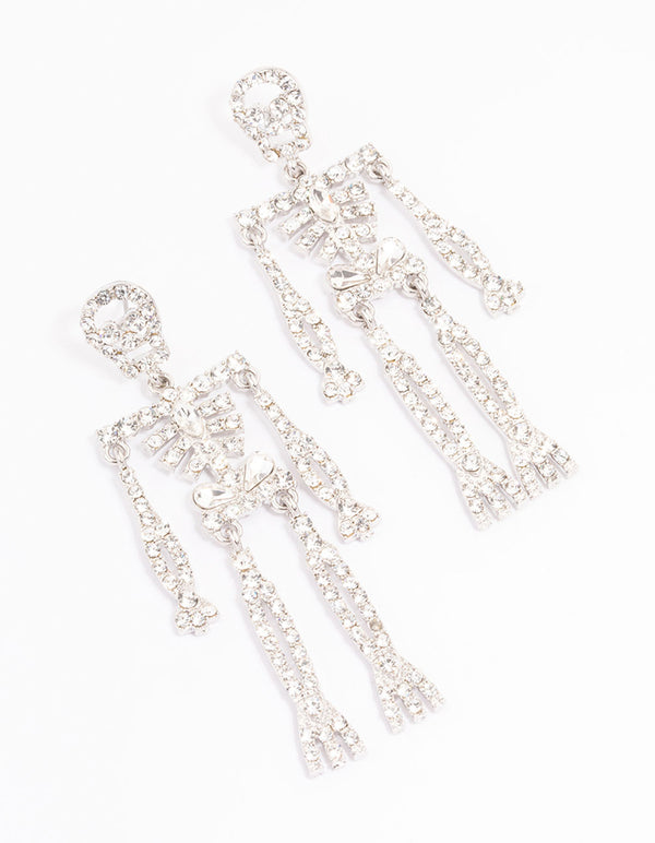 Rhodium Glamorous Skeleton Drop Earrings