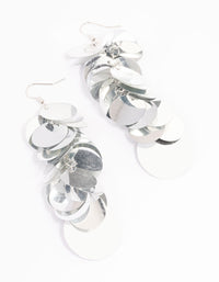 Rhodium Round Sequined Drop Earrings - link has visual effect only