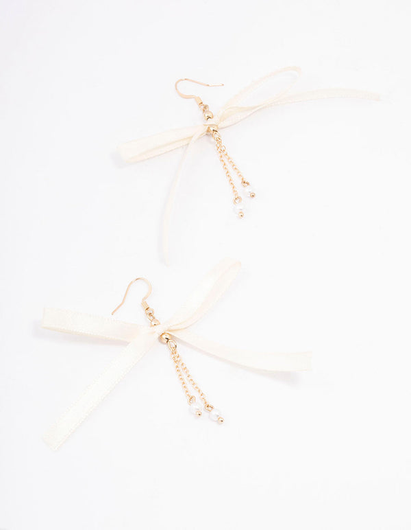 Gold Large Chain Bow Drop Earrings - Lovisa