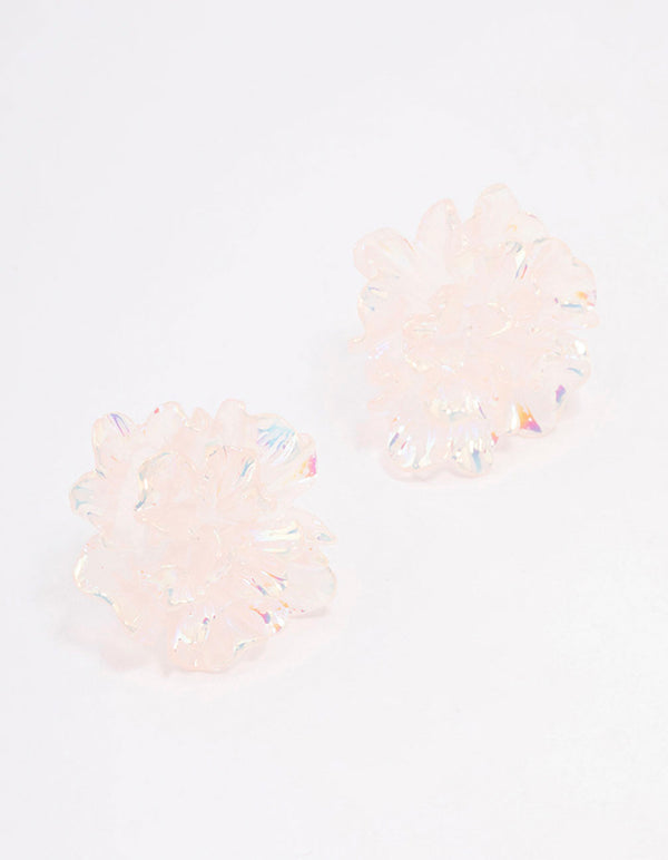 Acrylic Holographic Flower Stud Earrings