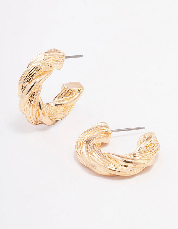 Gold Twisted Rope Hoop Earrings - Lovisa