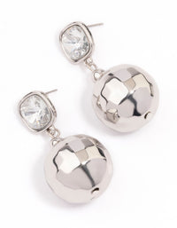 Rhodium Diamante & Disc Ball Drop Earrings - link has visual effect only