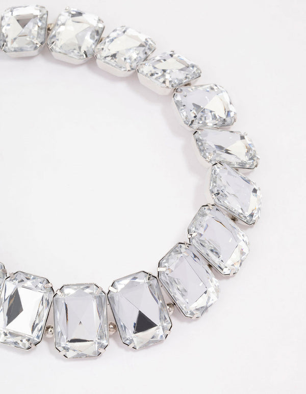 Rhodium Chunky Diamante Statement Necklace