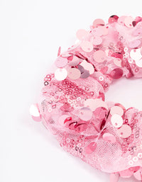 Pink Fabric Mixed Square Stone Hair Scrunchie - link has visual effect only