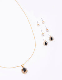 Gold Multi Pear Diamante Jewellery Set - link has visual effect only