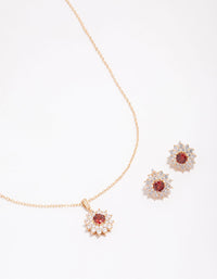 Gold Cubic Zirconia Daisy Jewellery Set - link has visual effect only