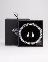Silver Cubic Zirconia Baguette Classic Jewellery Set - link has visual effect only